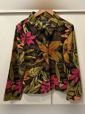 Gaudy Couture Vintage 90s Floral Rhinestone Embellished Shacket L